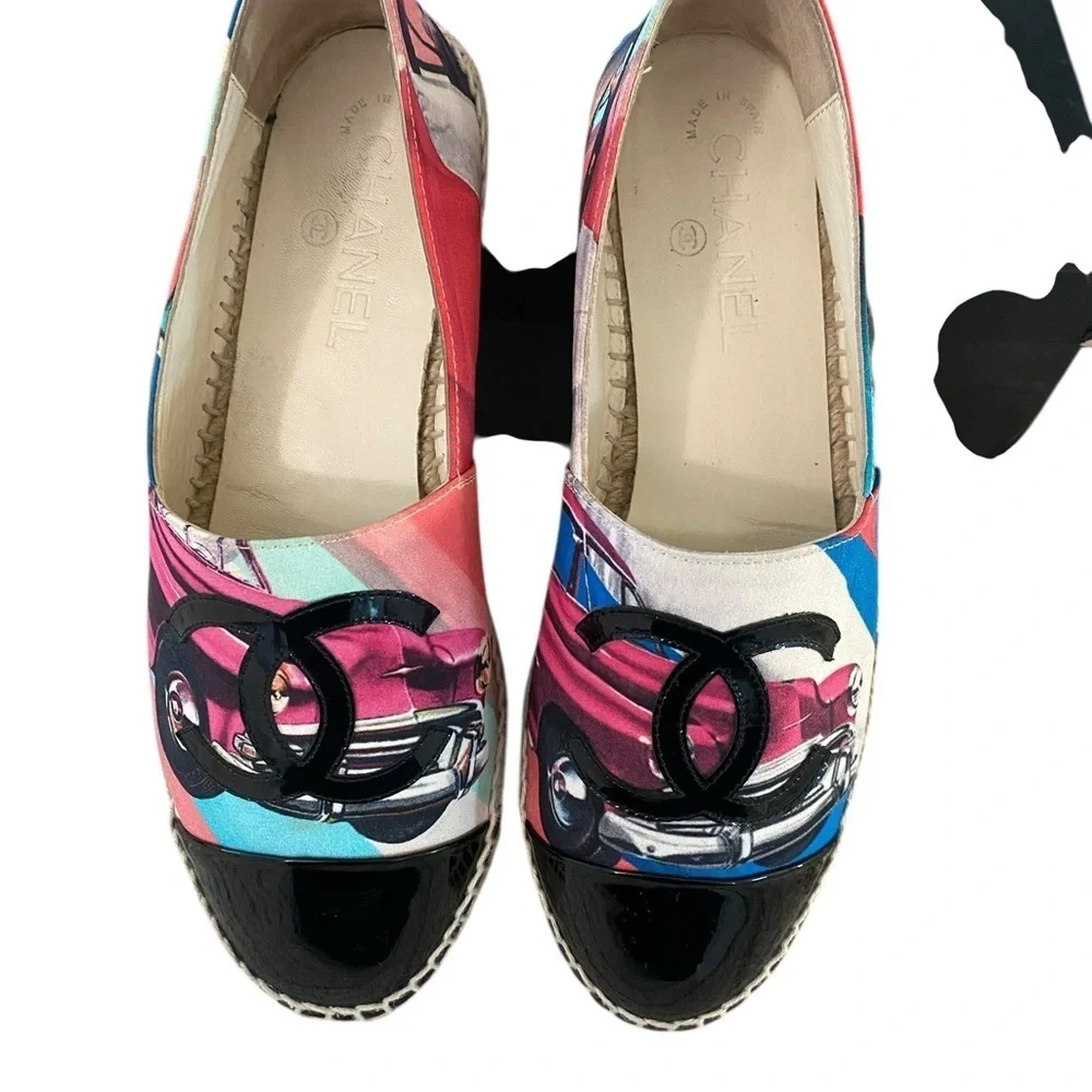 Chanel Colorful Car Print Espadrilles